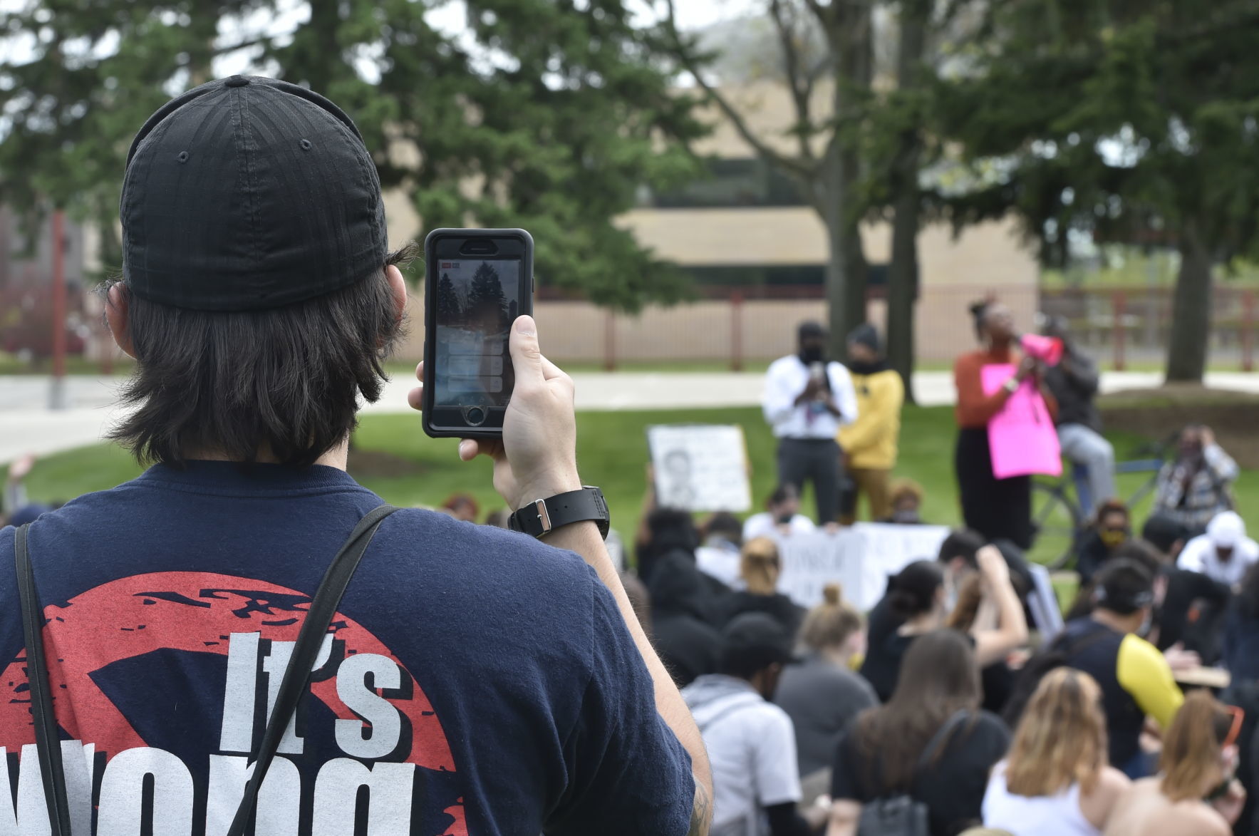 Filming the protest